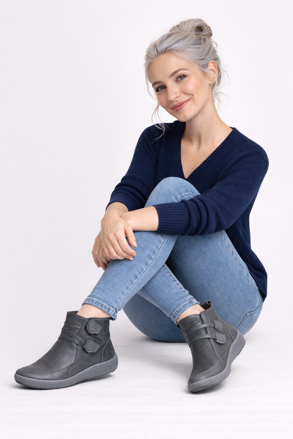 Bottes décontractées pour femmes : Bottes Noires Femme Décontractées Cuir Bottines Pour Femmes dans de Marche Lino