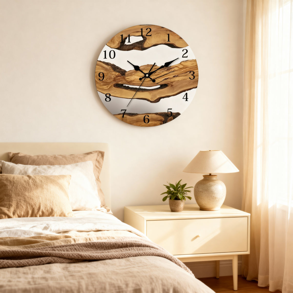 Horloges murales : Horloge Murale Design en Bois Naturel Accessoire De Bureau dans de Marche Lino