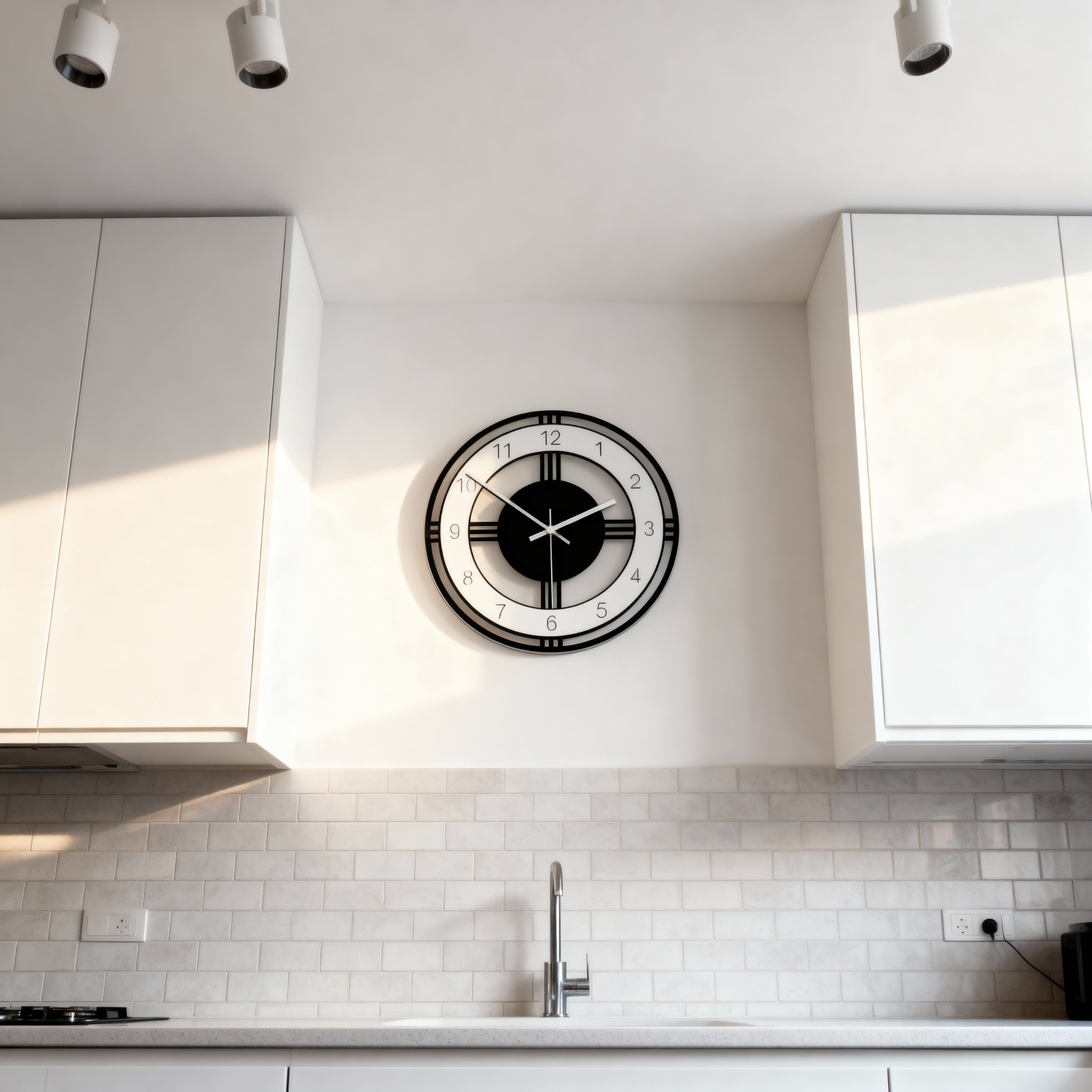 Horloges murales : Horloge Murale Vintage Acrylique - Design Noir et Blanc dans de Marche Lino