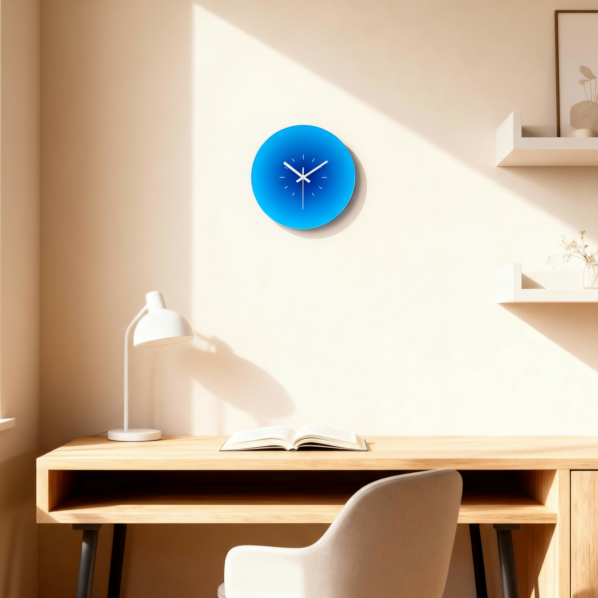 Horloges murales : Horloge Murale Ronde en Verre Design Moderne pour Salon et Cuisine dans de Marche Lino
