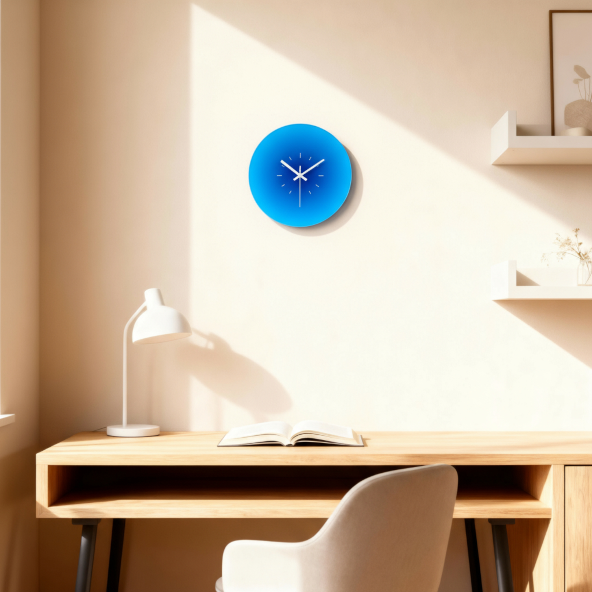 Horloges murales : Horloge Murale Ronde en Verre Design Moderne pour Salon et Cuisine dans de Marche Lino