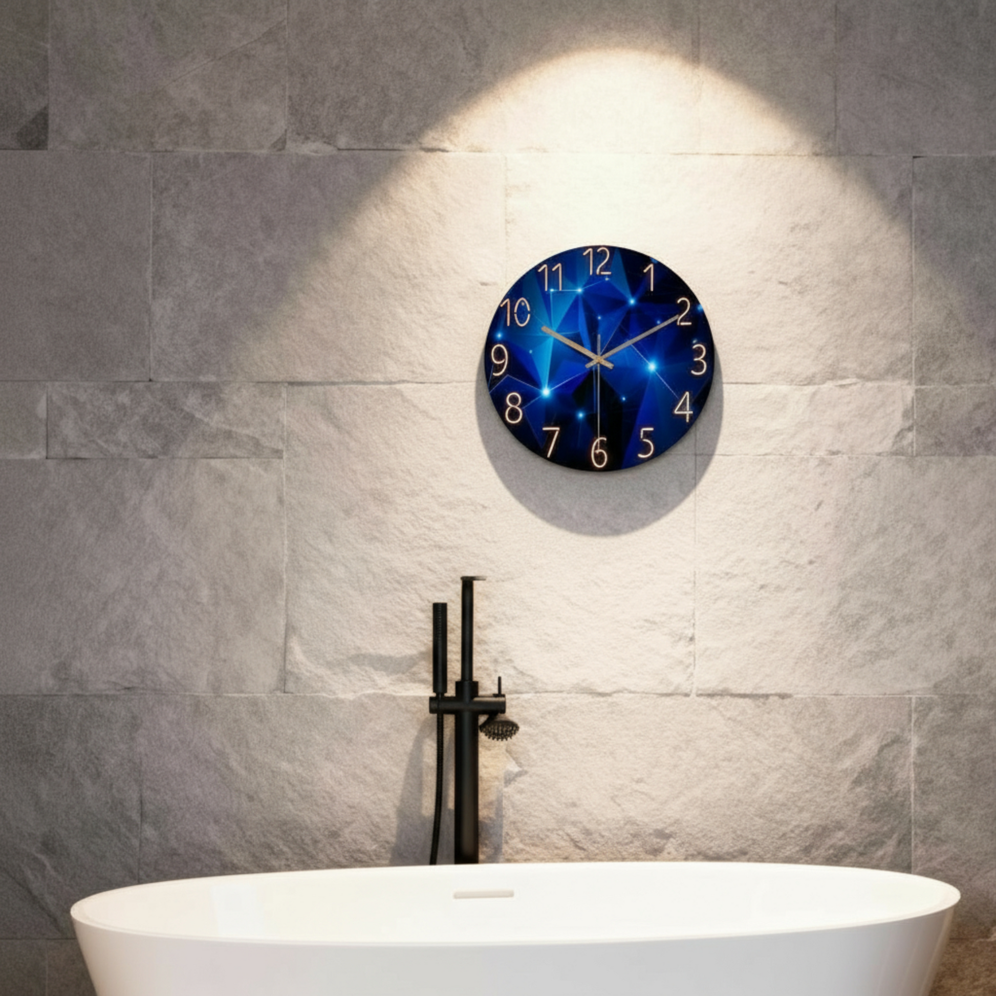 Horloge Murale Moderne Silencieuse Verre Trempé Design Bleu 30 Cm