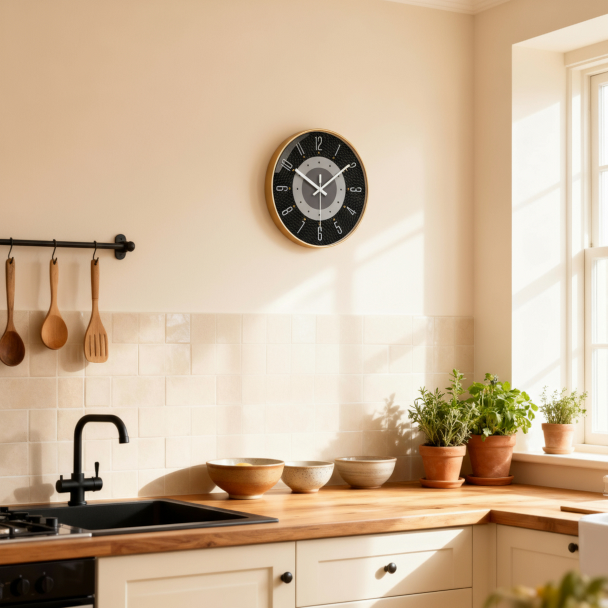Horloges murales : Horloge Murale Design Moderne en Peau de Vache dans de Marche Lino
