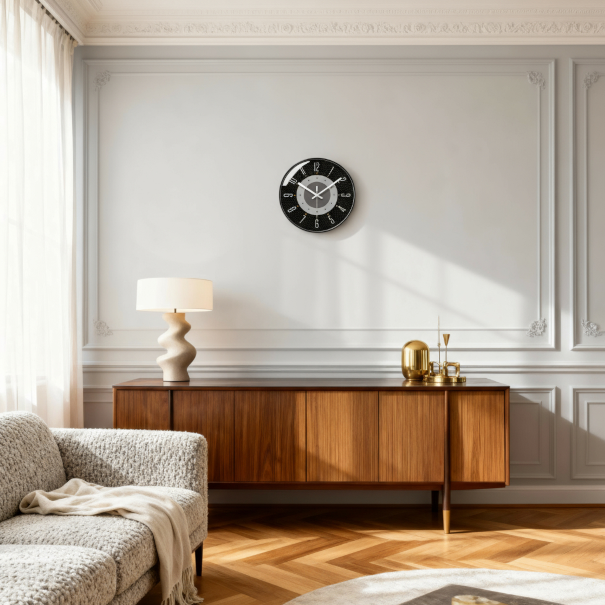 Horloges murales : Horloge Murale Design Moderne en Peau de Vache dans de Marche Lino