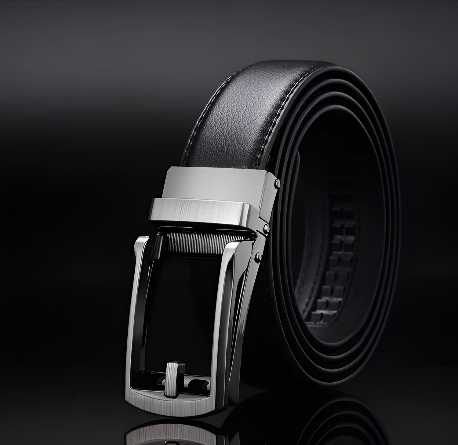 Cintura Uomo PremierBelt – Pelle Nera Senza Buchi Regolabile