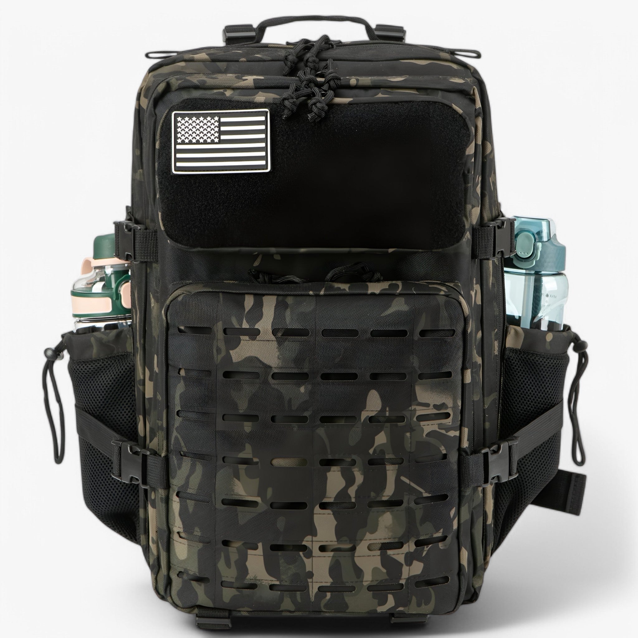 Bags : Sac à dos Tactique Militaire 40L Imperméable - Robuste, Multi-poches pour Outdoor, Trekking et Survie dans 2.0 camouflage noir de Marche Lino