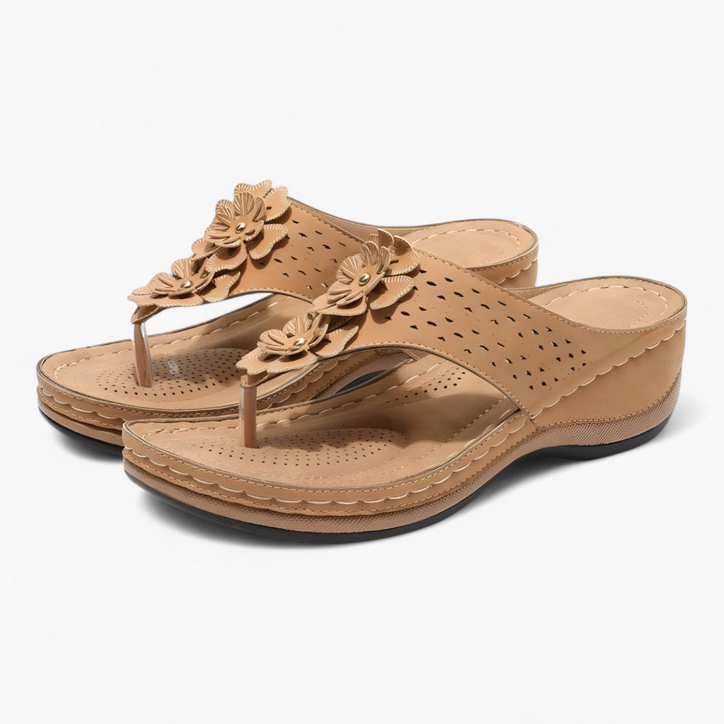 Sandals : Sandales Femme Élégantes en Cuir Véritable : Confortables, Légères et Respirantes pour l'Été dans Marron de Marche Lino