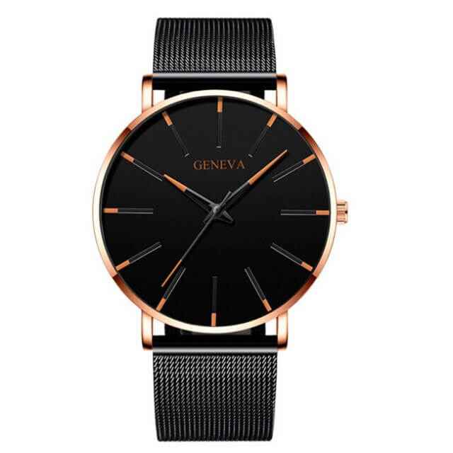 GENEVA | Montre d'affaires ultra-mince pour hommes – sobre, professionnelle et légère
