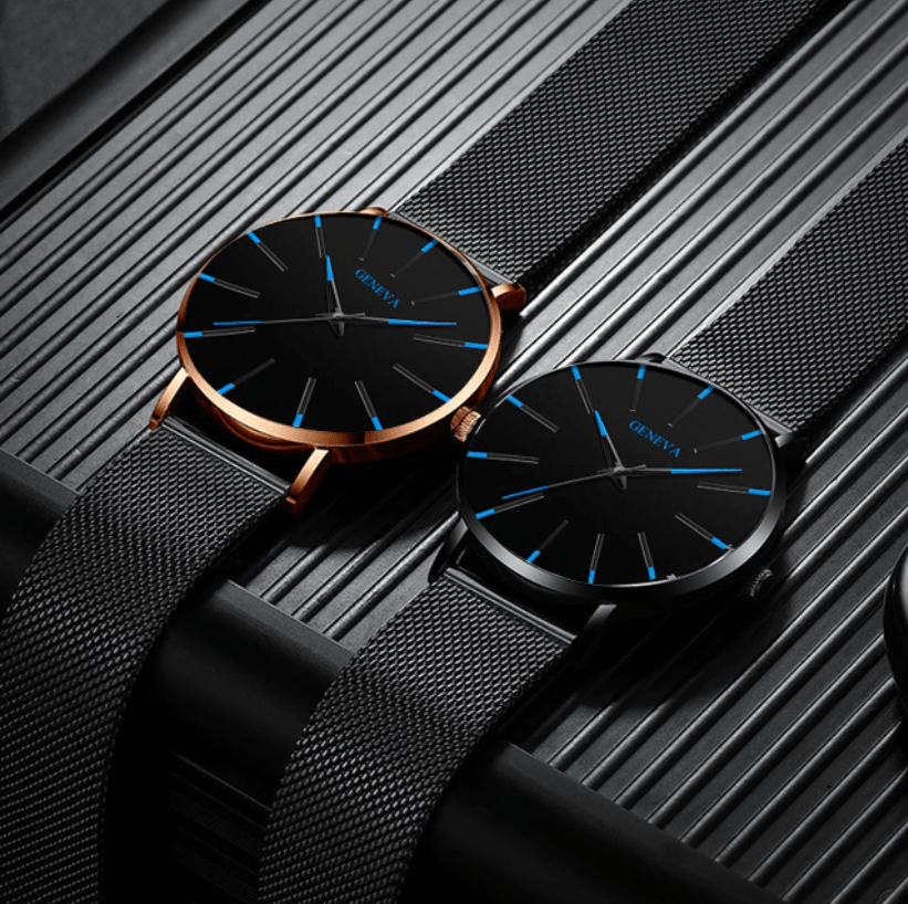 GENEVA | Montre D'affaires Ultra-mince pour Hommes Acier