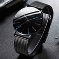 Montre homme Geneva quartz ultra-fine 40mm, acier argenté, élégante et minimaliste