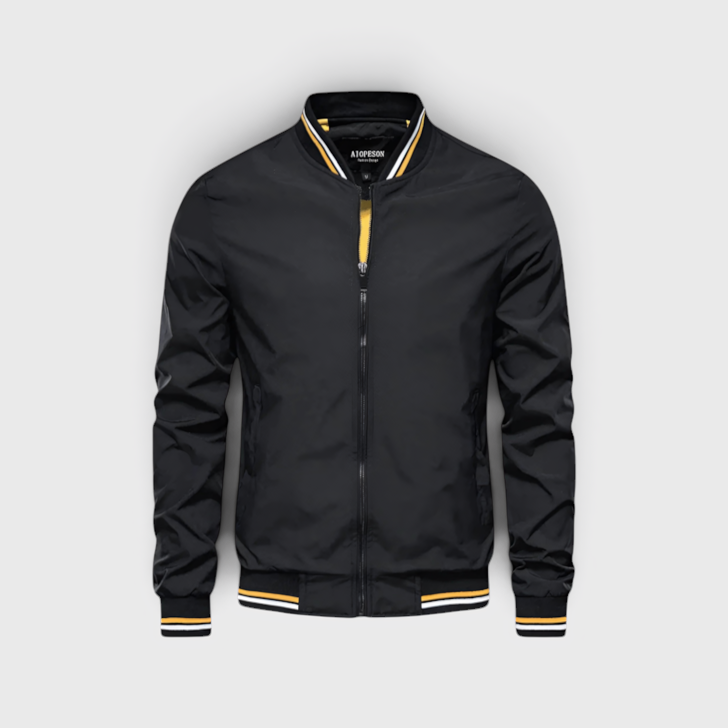 AS - Mens - Bomber Jacket : Blouson Bomber Homme Déperlant - Col Montant Style Moderne dans Noir de Loranza