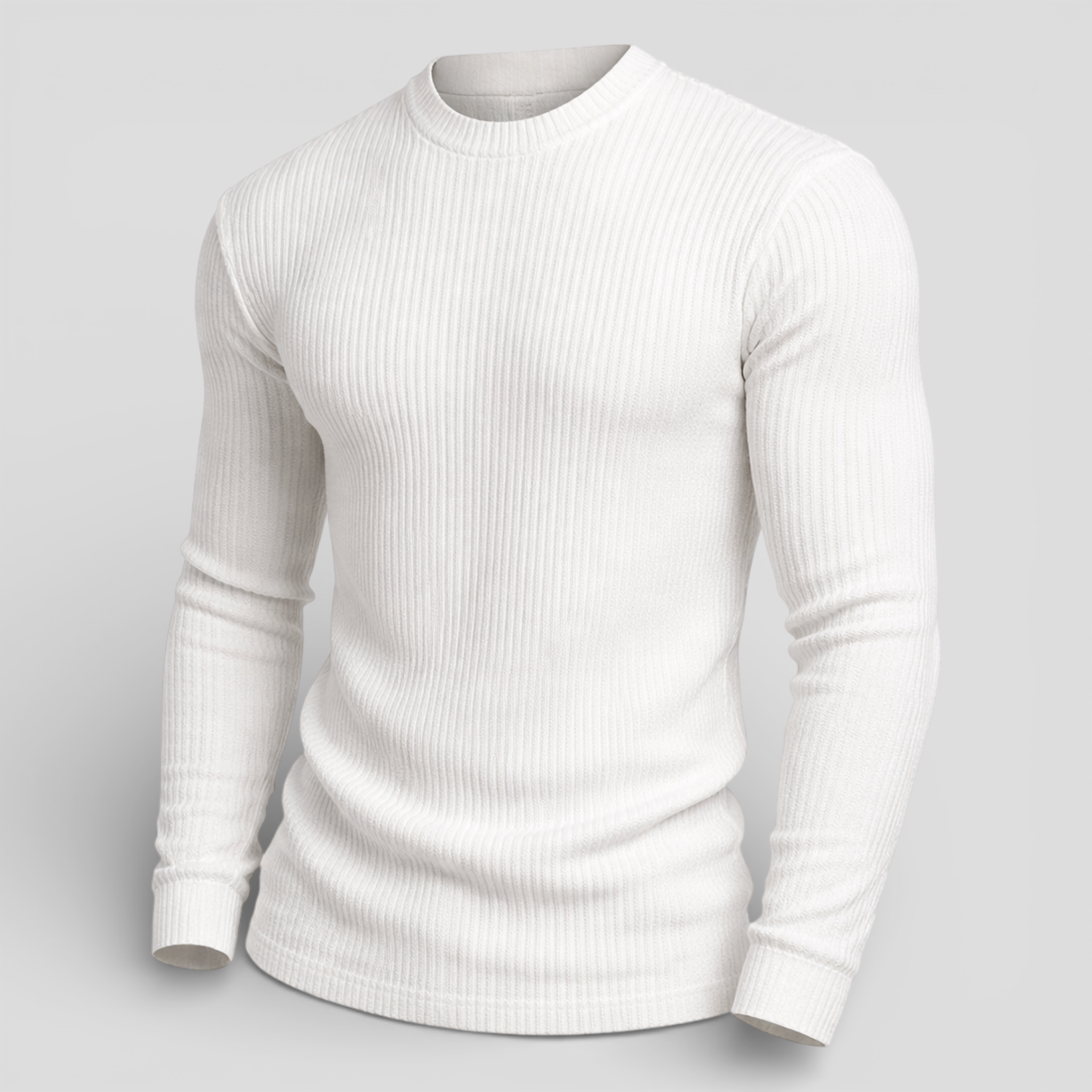 Pulls pour hommes : Pull Homme Slim Côtelé Confortable - Mode Masculine Hiver Chaud dans Blanc de Marche Lino