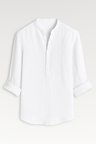 men's shirt : Chemise Homme Légère en Lin, Respirante, Manches Longues dans Blanc de Marche Lino