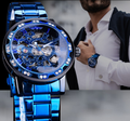 Montre Homme Acier Doré - Montre-bracelet Quartz Luxe avec Bracelet en Acier Réglable