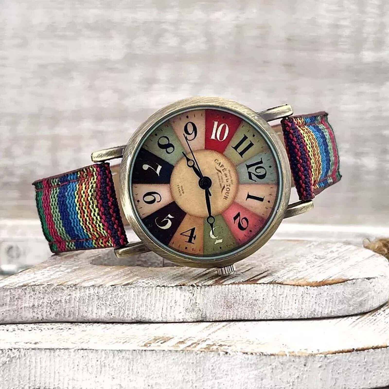 Wise | Montre rétro intemporelle avec bracelet en denim et canvas