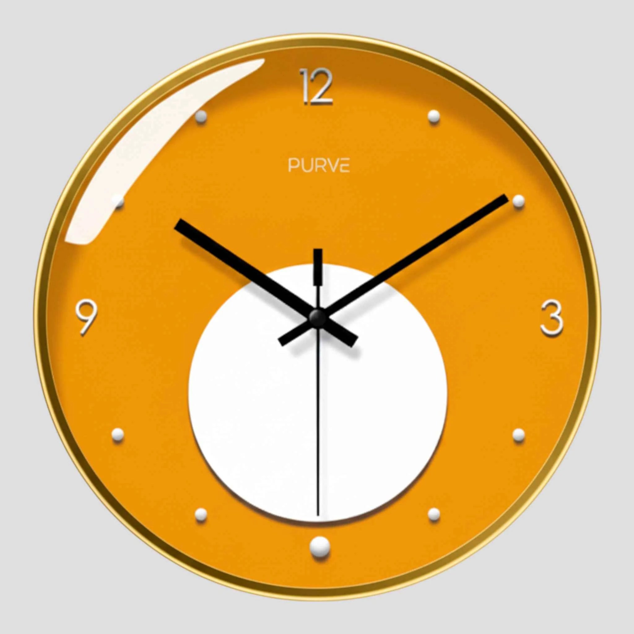 Horloges murales : Horloge Murale Design Quartz Silencieuse Moderne Minimaliste Grande Taille dans Cadre doré de Marche Lino